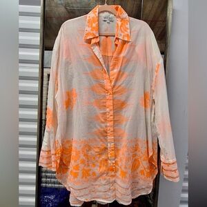 JULIET DUNN sheer shirt - size 3 (~ L size)